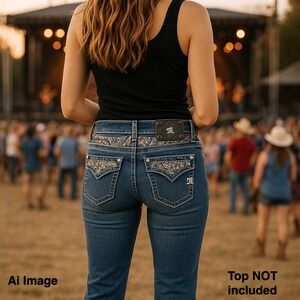 Miss Me‎ Jeans Women Size 28x30 Skinny Signature Embellished Distressed Denim